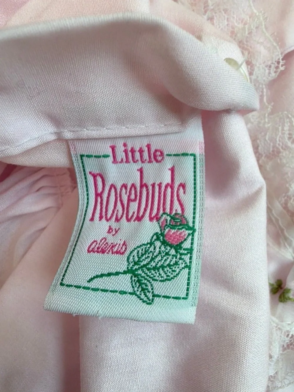 Vintage Alexis Pink Lace Trim Baby Dress Set Smocked Floral Embroidery RARE HTF